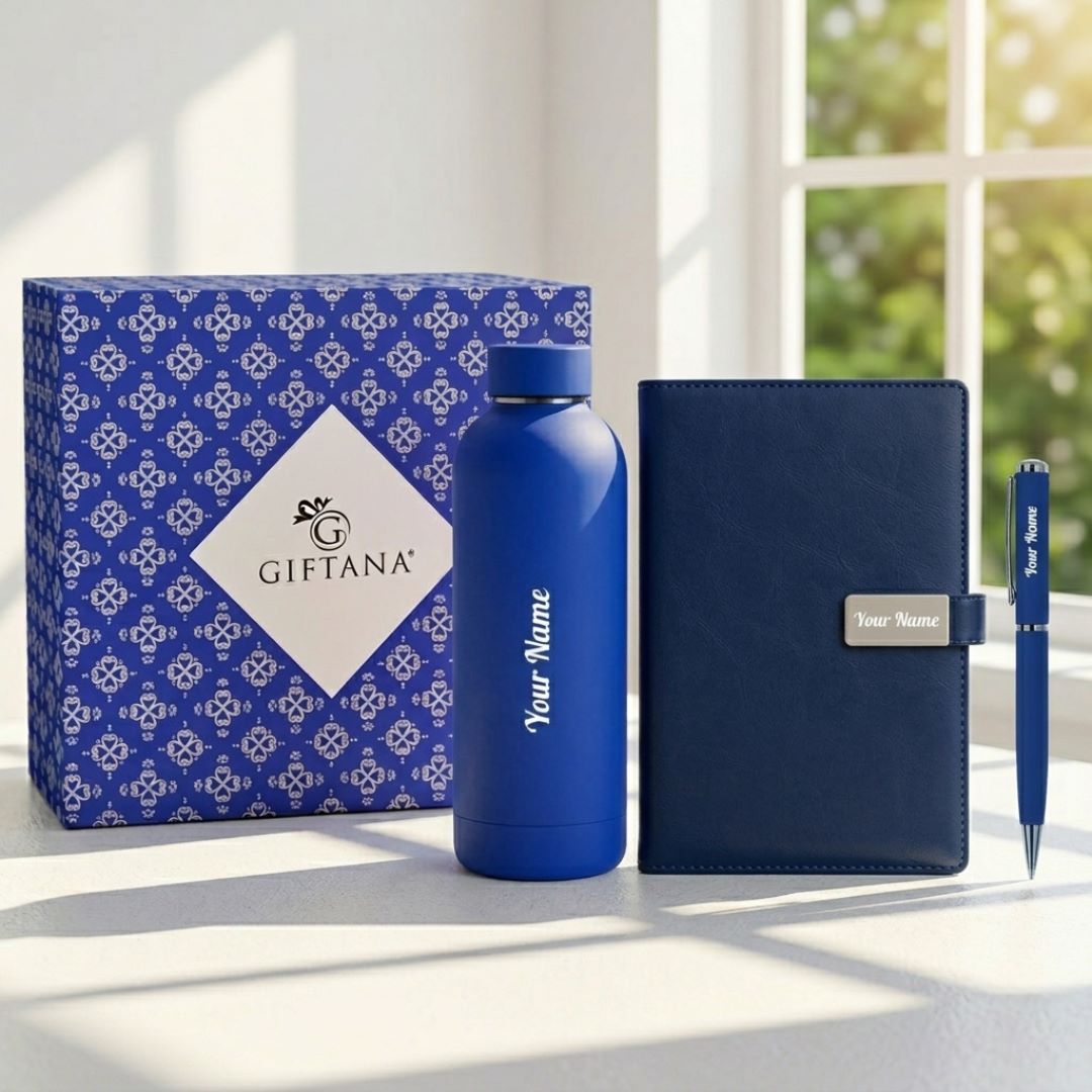 Personalized 3 in 1 Rubber Bottle Notebook Diary Pen